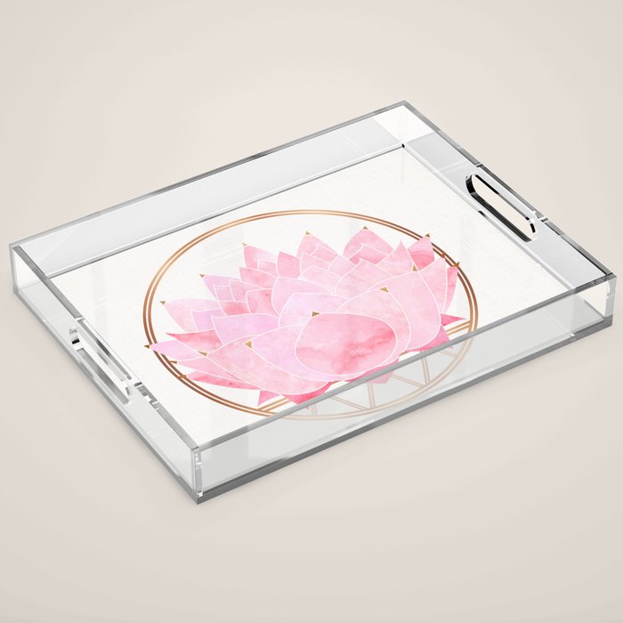 Pink Lotus Botanical Acrylic Tray Gallery Image 1