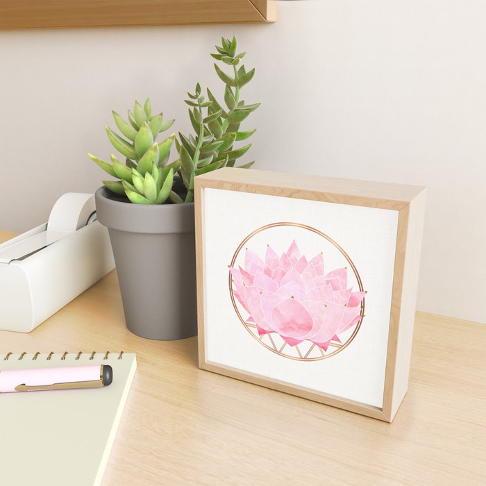 Pink Lotus Botanical Mini Art Print Gallery Image 2