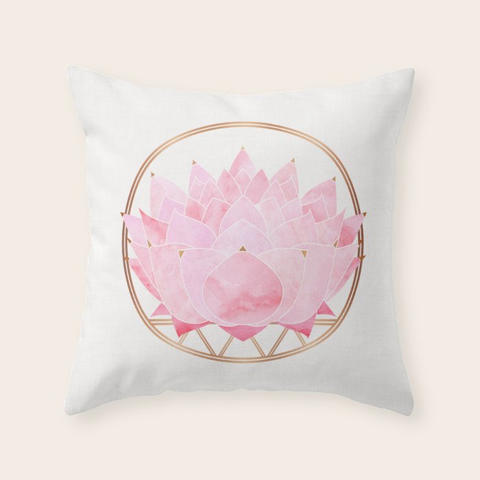 Pink Lotus Botanical Throw Pillow Gallery Image 6