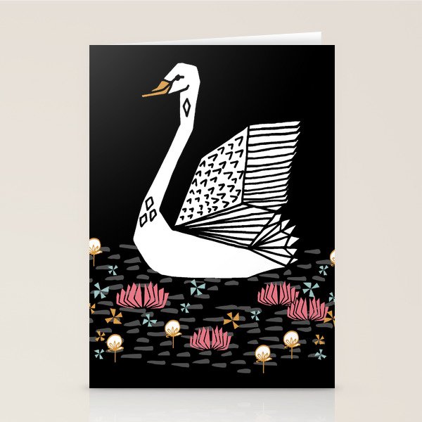 Swan bird art screenprint nature decor swans by andrea lauren Stationery Card Gallery Image 2