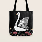 Swan bird art screenprint nature decor swans by andrea lauren Tote Bag Gallery Image 1
