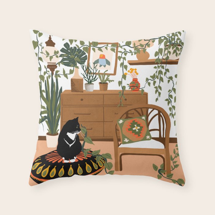 plant lady is the new cat lady Throw Pillow Gallery Image 6