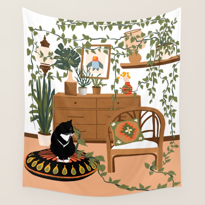 plant lady is the new cat lady Wall Tapestry Gallery Image 4