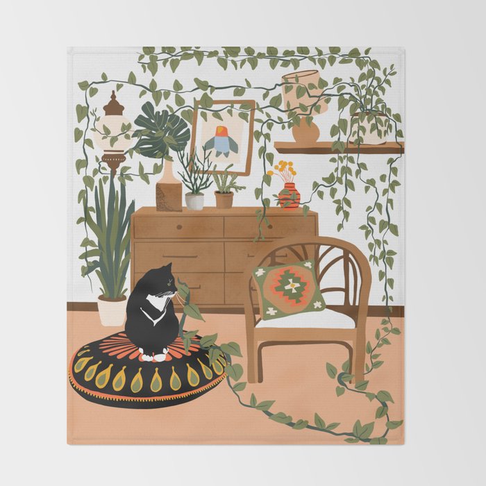 plant lady is the new cat lady Throw Blanket Gallery Image 2