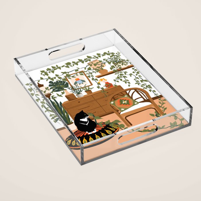 plant lady is the new cat lady Acrylic Tray Gallery Image 1