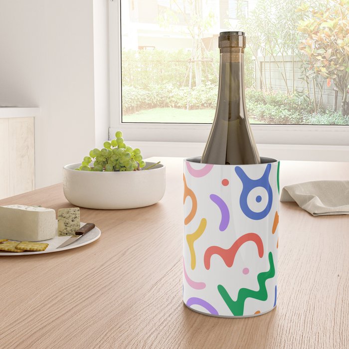 Colorful fun doodle symbol art pattern Wine Chiller Gallery Image 4