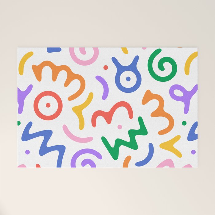 Colorful fun doodle symbol art pattern Welcome Mat Gallery Image 1