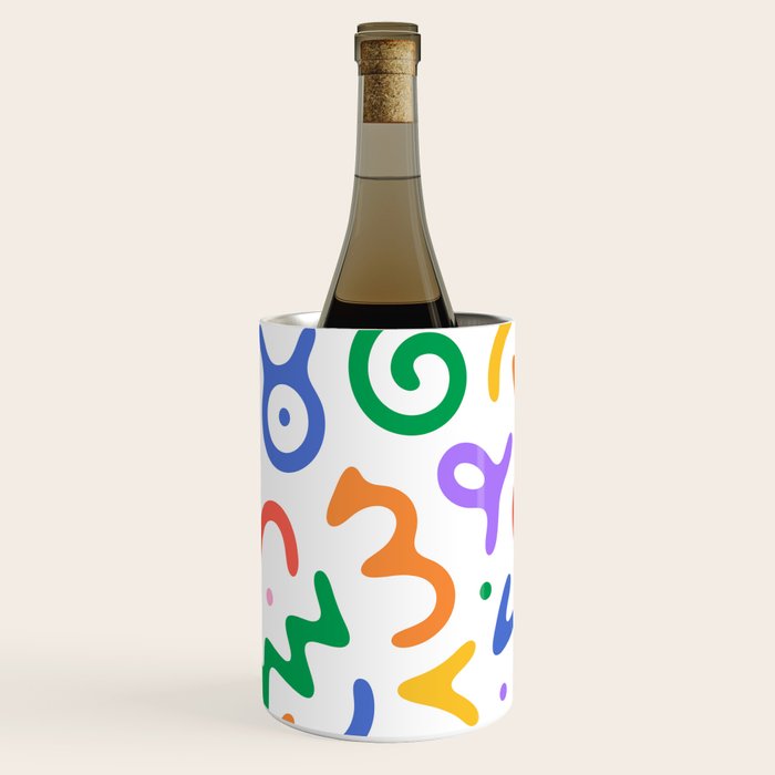Colorful fun doodle symbol art pattern Wine Chiller Gallery Image 3