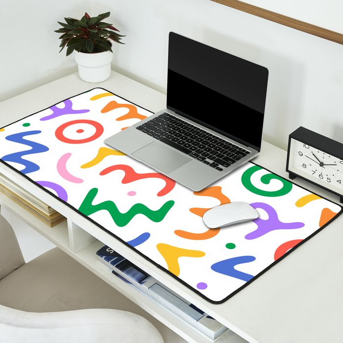Colorful fun doodle symbol art pattern Desk Mat Gallery Image 2