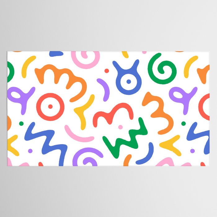 Colorful fun doodle symbol art pattern Tablecloth Gallery Image 2