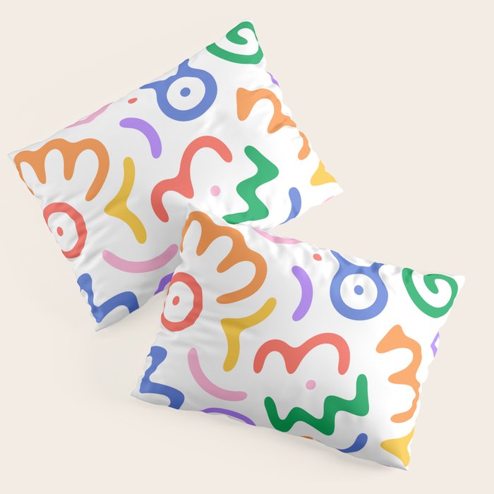 Colorful fun doodle symbol art pattern Pillow Sham Gallery Image 3