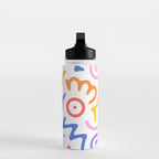 Colorful fun doodle symbol art pattern Water Bottle Gallery Image 3