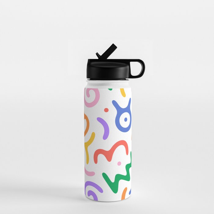 Colorful fun doodle symbol art pattern Water Bottle Gallery Image 1