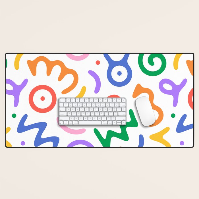 Colorful fun doodle symbol art pattern Desk Mat Gallery Image 1