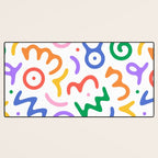 Colorful fun doodle symbol art pattern Desk Mat Gallery Image 3
