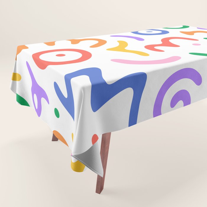 Colorful fun doodle symbol art pattern Tablecloth Gallery Image 1