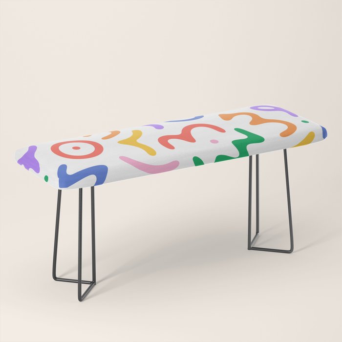 Colorful fun doodle symbol art pattern Bench Gallery Image 1