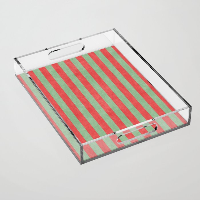 STRIPES - 005 - red and green Acrylic Tray Gallery Image 1