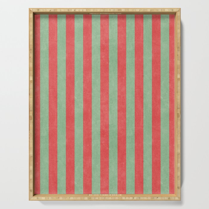 STRIPES - 005 - red and green Serving Tray Gallery Image 1