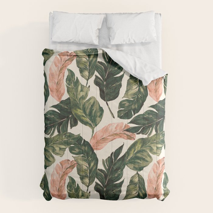 Leaf green and pink Comforter Gallery Image 6