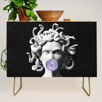 Medusa blowing purple bubblegum bubble Canvas Print Credenza Gallery Image 1