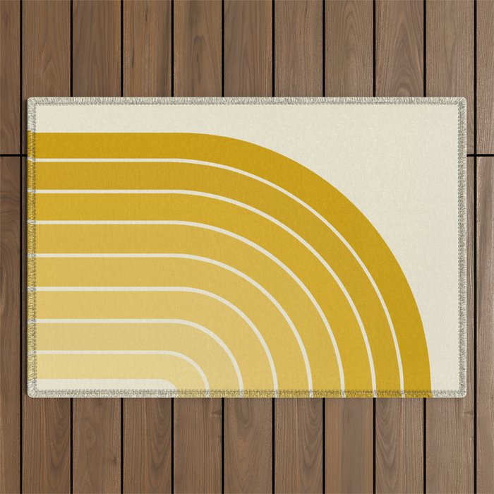 Gradient Arch XXV Gold Sunshine Mid Century Modern Rainbow Outdoor Rug Gallery Image 1