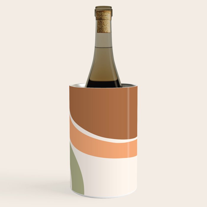 Abstract Shapes 55 in Sage Green and Terracotta (Rainbow Abstraction) Wine Chiller Gallery Image 3