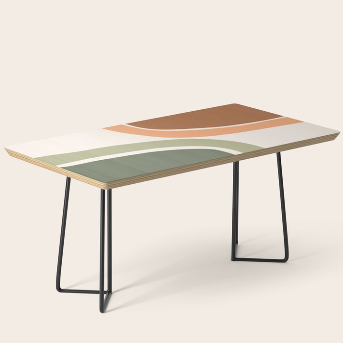Abstract Shapes 55 in Sage Green and Terracotta (Rainbow Abstraction) Coffee Table Gallery Image 1