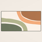 Abstract Shapes 55 in Sage Green and Terracotta (Rainbow Abstraction) Desk Mat Gallery Image 3