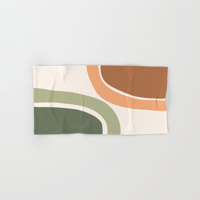 Abstract Shapes 55 in Sage Green and Terracotta (Rainbow Abstraction) Bath Towel Gallery Image 1