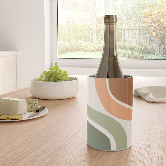 Abstract Shapes 55 in Sage Green and Terracotta (Rainbow Abstraction) Wine Chiller Gallery Image 4