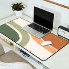 Abstract Shapes 55 in Sage Green and Terracotta (Rainbow Abstraction) Desk Mat Gallery Image 2