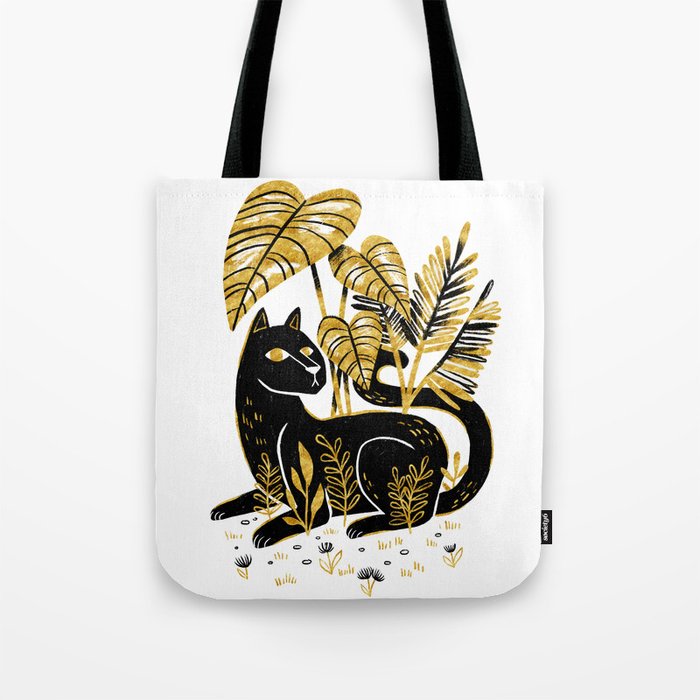 Gold & Black Panther Tote Bag Gallery Image 1