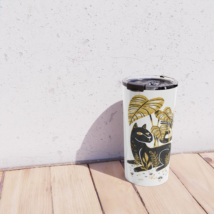 Gold & Black Panther Travel Mug Gallery Image 4