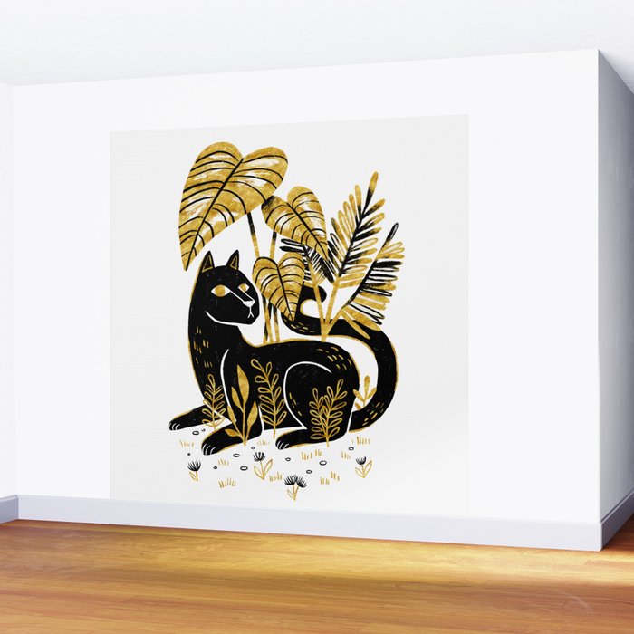 Gold & Black Panther Wall Mural Gallery Image 2
