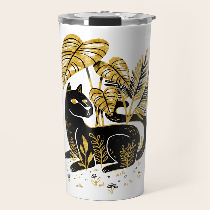 Gold & Black Panther Travel Mug Gallery Image 1