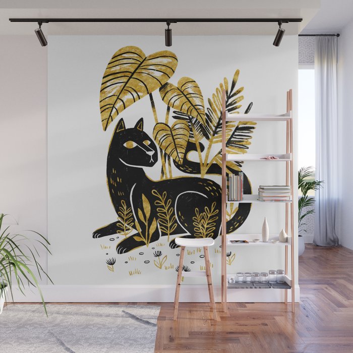 Gold & Black Panther Wall Mural Gallery Image 1