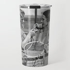Tennis Players Taking a Cigarette Break, Black and White Vintage Art Travel Mug Gallery Image 1