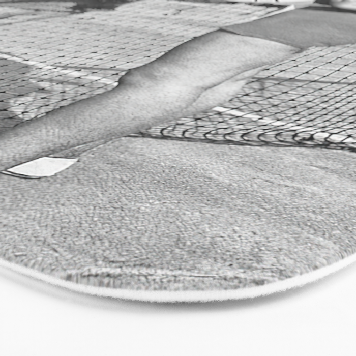Tennis Players Taking a Cigarette Break, Black and White Vintage Art Bath Mat Gallery Image 3
