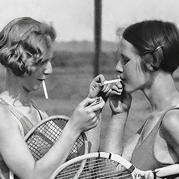 Tennis Players Taking a Cigarette Break, Black and White Vintage Art Coffee Mug Gallery Image 2