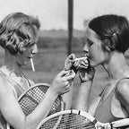 Tennis Players Taking a Cigarette Break, Black and White Vintage Art Coffee Mug Gallery Image 2