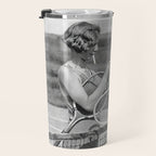 Tennis Players Taking a Cigarette Break, Black and White Vintage Art Travel Mug Gallery Image 3