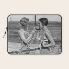 Tennis Players Taking a Cigarette Break, Black and White Vintage Art Laptop Sleeve Gallery Image 1