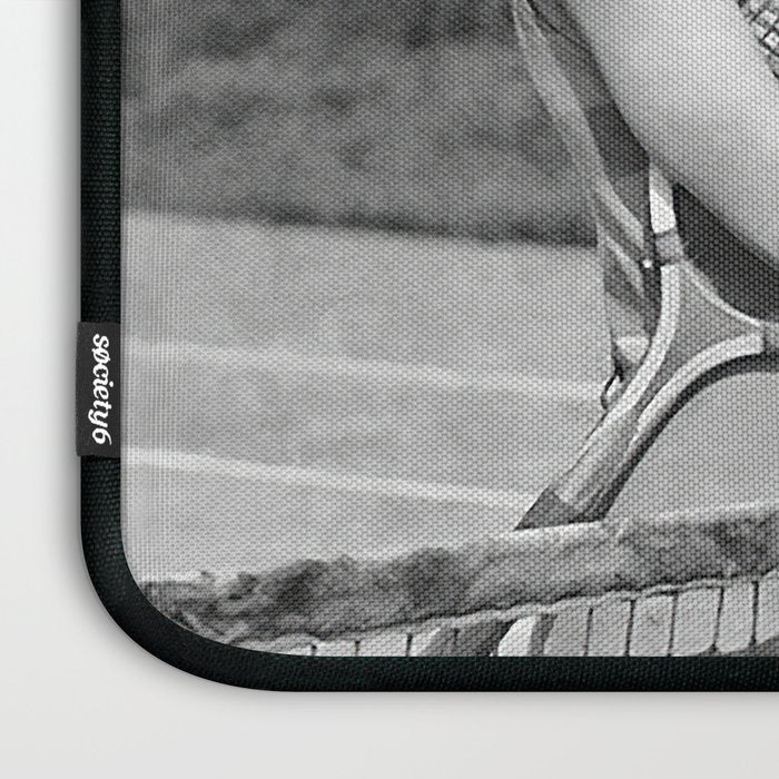 Tennis Players Taking a Cigarette Break, Black and White Vintage Art Laptop Sleeve Gallery Image 3