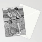 Tennis Players Taking a Cigarette Break, Black and White Vintage Art Stationery Card Gallery Image 2