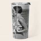 Tennis Players Taking a Cigarette Break, Black and White Vintage Art Travel Mug Gallery Image 2
