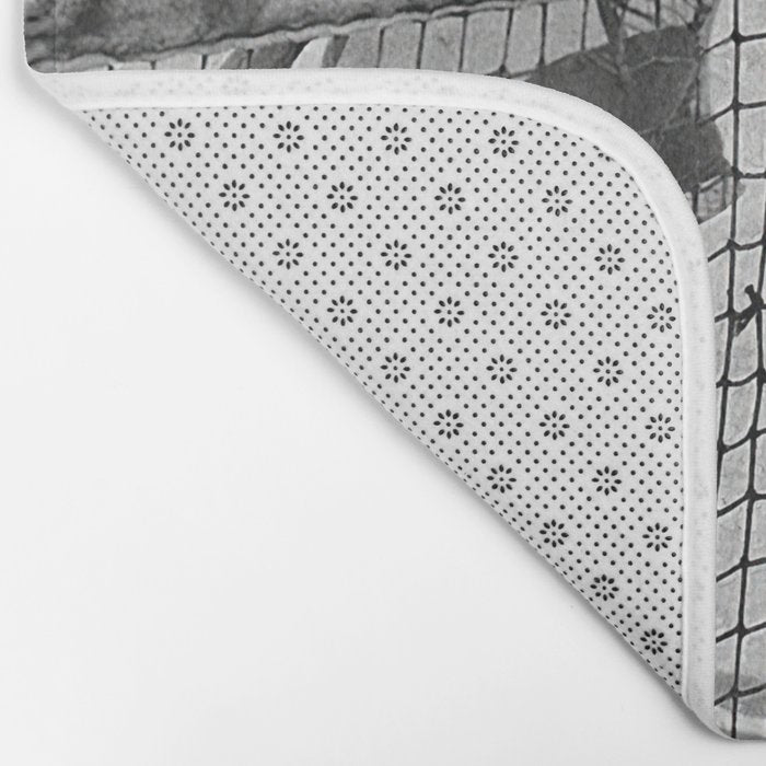 Tennis Players Taking a Cigarette Break, Black and White Vintage Art Bath Mat Gallery Image 2