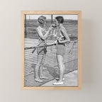 Tennis Players Taking a Cigarette Break, Black and White Vintage Art Mini Art Print Gallery Image 1