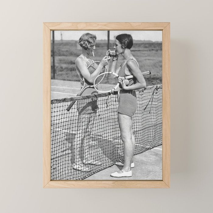 Tennis Players Taking a Cigarette Break, Black and White Vintage Art Mini Art Print Gallery Image 1