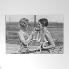 Tennis Players Taking a Cigarette Break, Black and White Vintage Art Welcome Mat Gallery Image 1